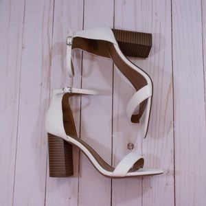 Charlotte Russe white and brown block sandal heels